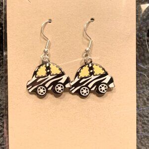 Zebra VW Beetle Volkeswagen  Earrings